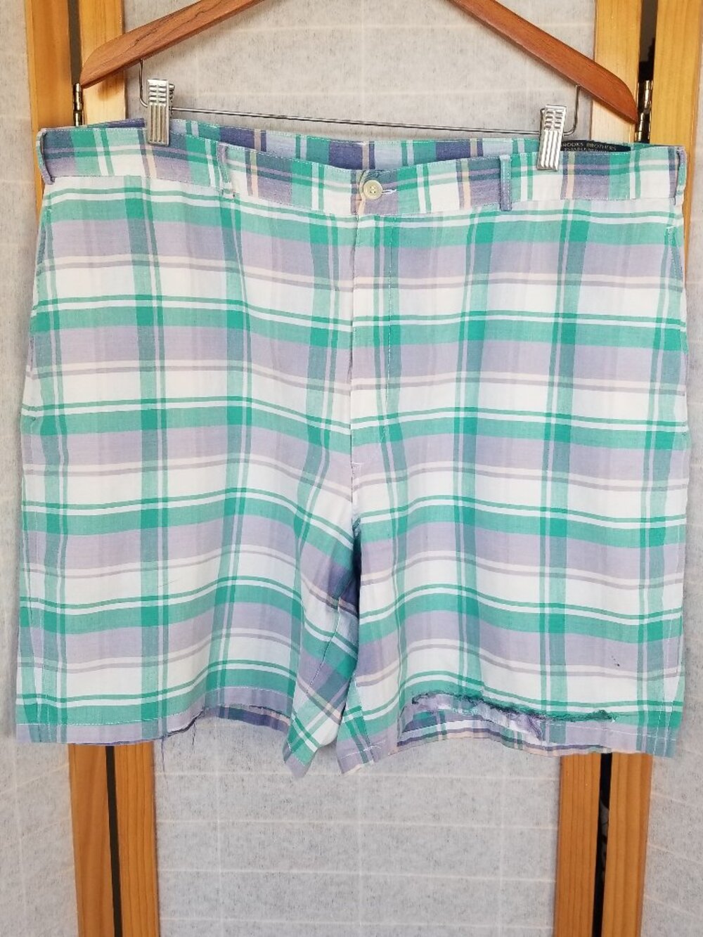 Vintage Brooks Brothers Pastel Plaid Shorts Thrashed Made in the USA